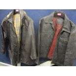 A Burberry leather ladies' coat size 10, together with a gents' leather biker style jacket A/F