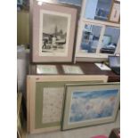 Pictures to include Gillian McDonald, a Vogue poster, and two handmade paper panels, all framed