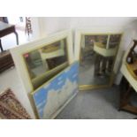 A pair of Art Deco inspire painted wall mirror and prints