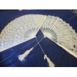 Two Victorian lace and bone fans