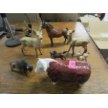 A group of Beswick and other animals to include a Hereford Bull CH07 Champions, model number 1363