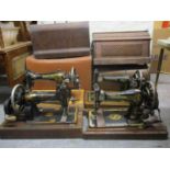 Four sewing machines to include an American example and three Singer sewing machines