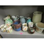 A selection of Victorian and later ceramic jugs, a Wedgwood commemorative mug, a Denby Dansby