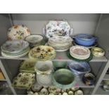 A mixed selection of Victorian and later ceramic plates, stands and bowls to include a blue and