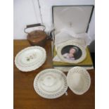 A set of V & A Classic Creamware plates, each decorated with a different Orchid, and a Crown