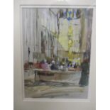 Jane curseliis - watercolour entitled Southwark Cathedral, 7 1/4" x 10", framed