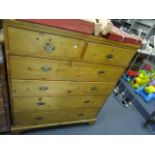 An early 20th century pine chest of two short and five long drawers on bracket feet 47 1/2" x 39 1/