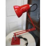 A 1935 Herbert Terry re-wired Anglepoise lamp in red
