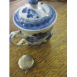 A 18th century custard pot A/F, together with a silver plated locket