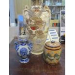 Ceramics to include a Satsuma vase, a Victorian Doulton Lambeth tobacco jar and a German vase