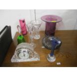 Glassware to include a Waterford clock, a Mtarfa vase, a white friars dish and other items