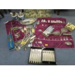 Mixed silver and silver plate to include a James Dixon silver plated cutlery set, a silver