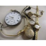 Mixed watches to include a Victorian silver cased H Samuel pocket watch