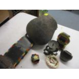 Four Swiss cow bells and other items