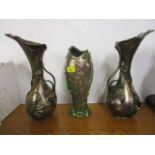 A set of three Art Nouveau style composition vases