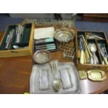 A quantity of silver plated cutlery and flatware, together with mixed silver plated items and two