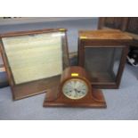 A mahogany display case, a Victorian mahogany taxidermy / clock display case and a mid 20th