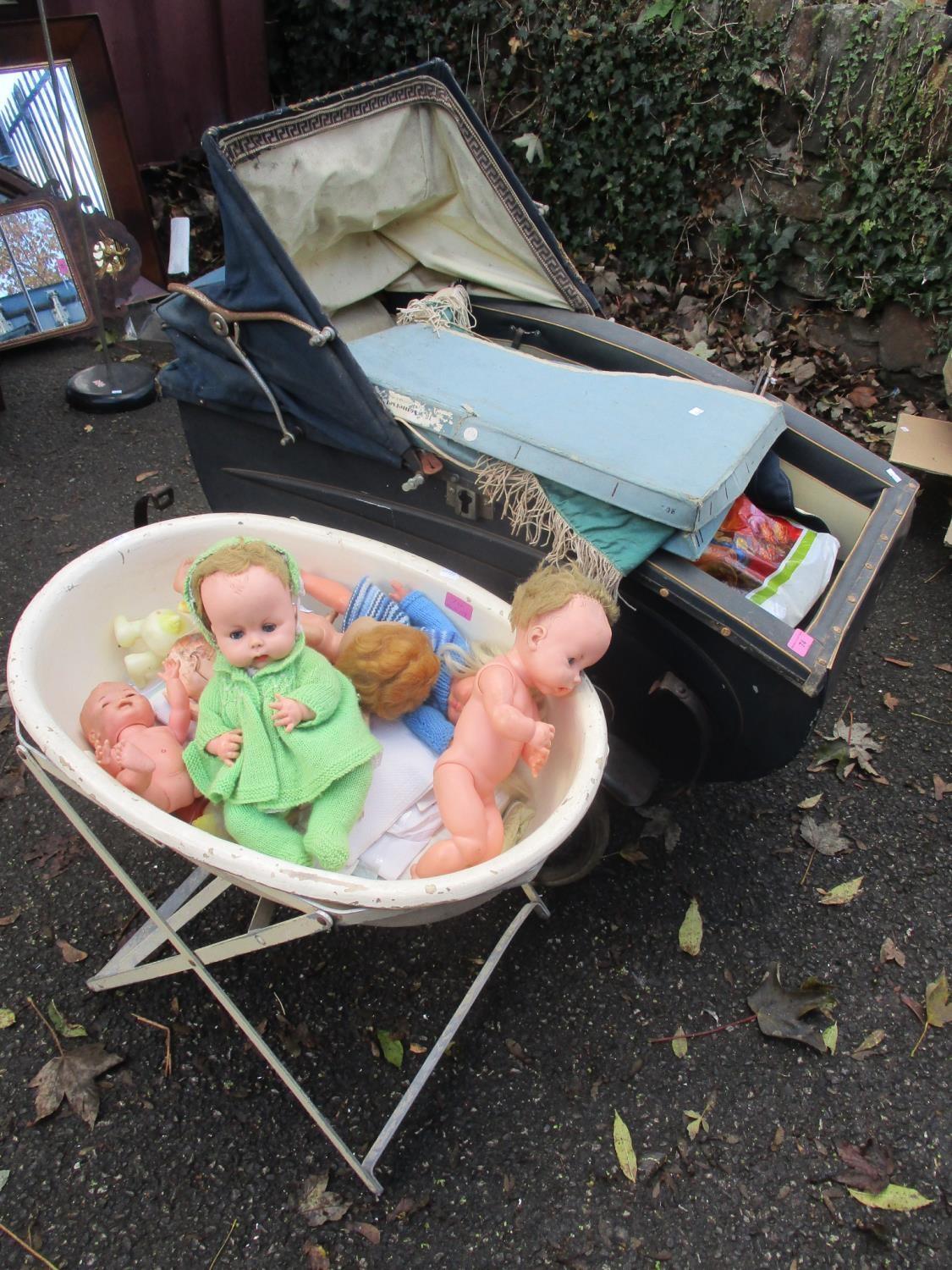 Mixed dolls to include several Chiltern dolls, together with a pram, a selection of glass