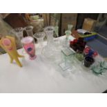 A selection of 20th century table and art glass to include an epergne, vases and other items, a