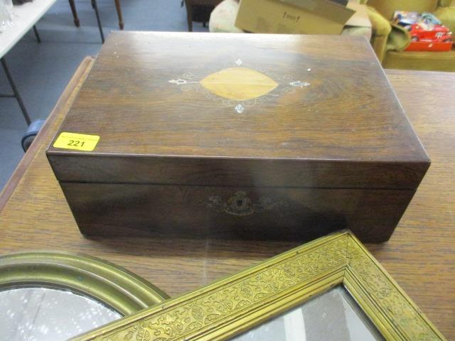 A Victorian mahogany writing slope with fitted interior together with two small early 20th century