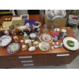 Ceramics to include a 19th century Copeland cup and saucer, Royal Doulton figures, glassware,