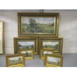 Brian Tovey - seven rural scenes oil on board signed in gilt frames
