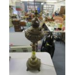 A 19th century American gilt brass and onyx oil lamp, 23 1/2"h (without fittings)