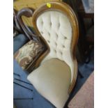A reproduction mahogany French style bedroom chair