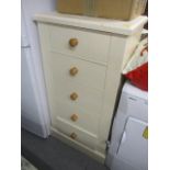 A modern cream chest of five short drawers, 45 1/2" h x 24" w