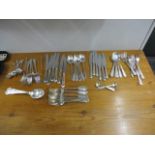 Silver plated cutlery to include a six place setting, six table forks, two Kings pattern table