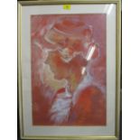 Rita Jones - a head and shoulder portrait of a woman wearing a hat, watercolour, signed, framed