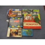 Two retro Linka model building bride sets, boxed, together with 4 retro games to include Monopoly (