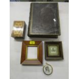 A mixed lot to include a miniature portrait profile of a woman, a small 19th century print of George