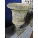 A large classical reconstituted stone urn, 38" h