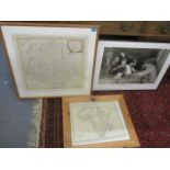 Two 19th century maps and a print