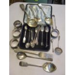 Miscellaneous silver flatware to include Georgian tablespoons