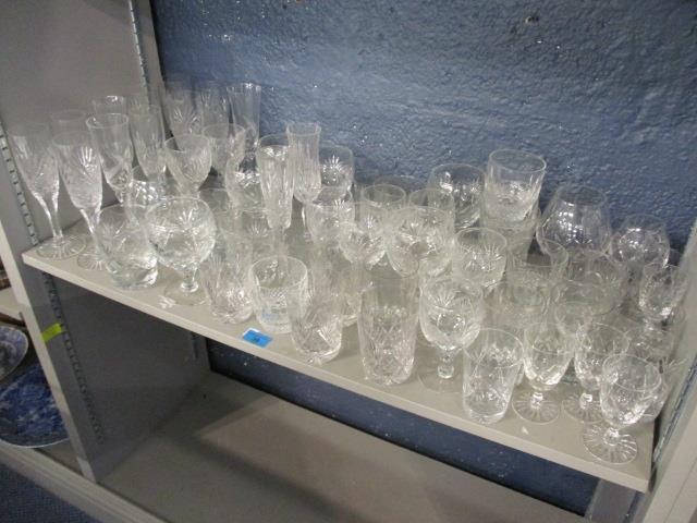 A selection of good quality cut glassware to include Champagne flutes