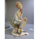 A Capodimonte figure of a seated man, signed Gelle for Giuseppe Cappe, 8"h