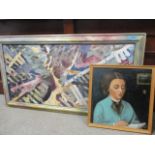 A signed Kenn Sorsfield abstract, together with a portrait