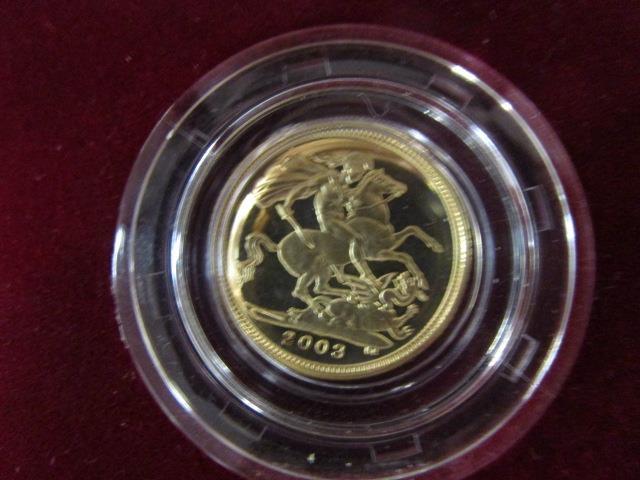 A 2003 UK gold proof half sovereign, no 02590, cased with certificate of authenticity - Image 2 of 2