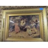 A Victorian cushion mounted print in a gilt frame