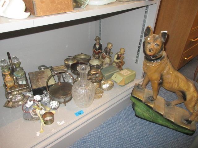 A mixed lot to include costume jewellery, two small silver trophies, a cruet stand and other items