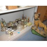 A mixed lot to include costume jewellery, two small silver trophies, a cruet stand and other items