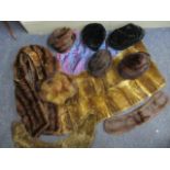 A Vintage patchwork fur panel, lined, a squirrel wrap, mixed fur collars and a selection of fur