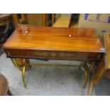 A mid 20th century French style exotic wood side table having a single inset drawer, applied gilt