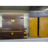 Four Victorian wooden boxes to include a mahogany jewellery box, a mahogany writing slope and a