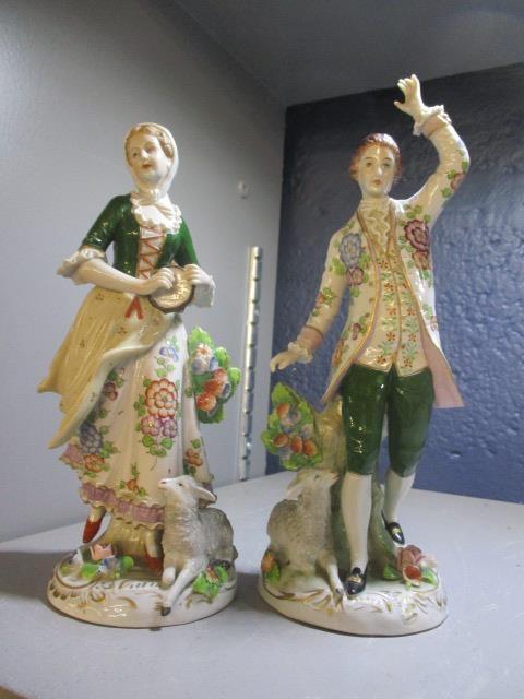 Two early 20th century Sitzendorf porcelain figures, the tallest 8 3/4"h