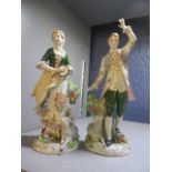 Two early 20th century Sitzendorf porcelain figures, the tallest 8 3/4"h