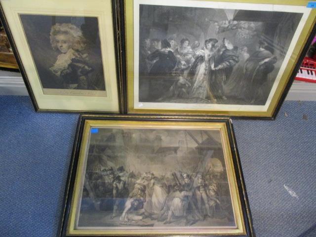 Three 19th century engravings to include one entitled 'Shakespeare King Henry The Eighth' 24" x 17