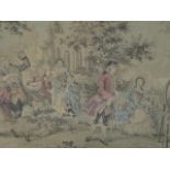 An early to mid 20th century Flemish, machine woven tapestry depicting figures dancing in a